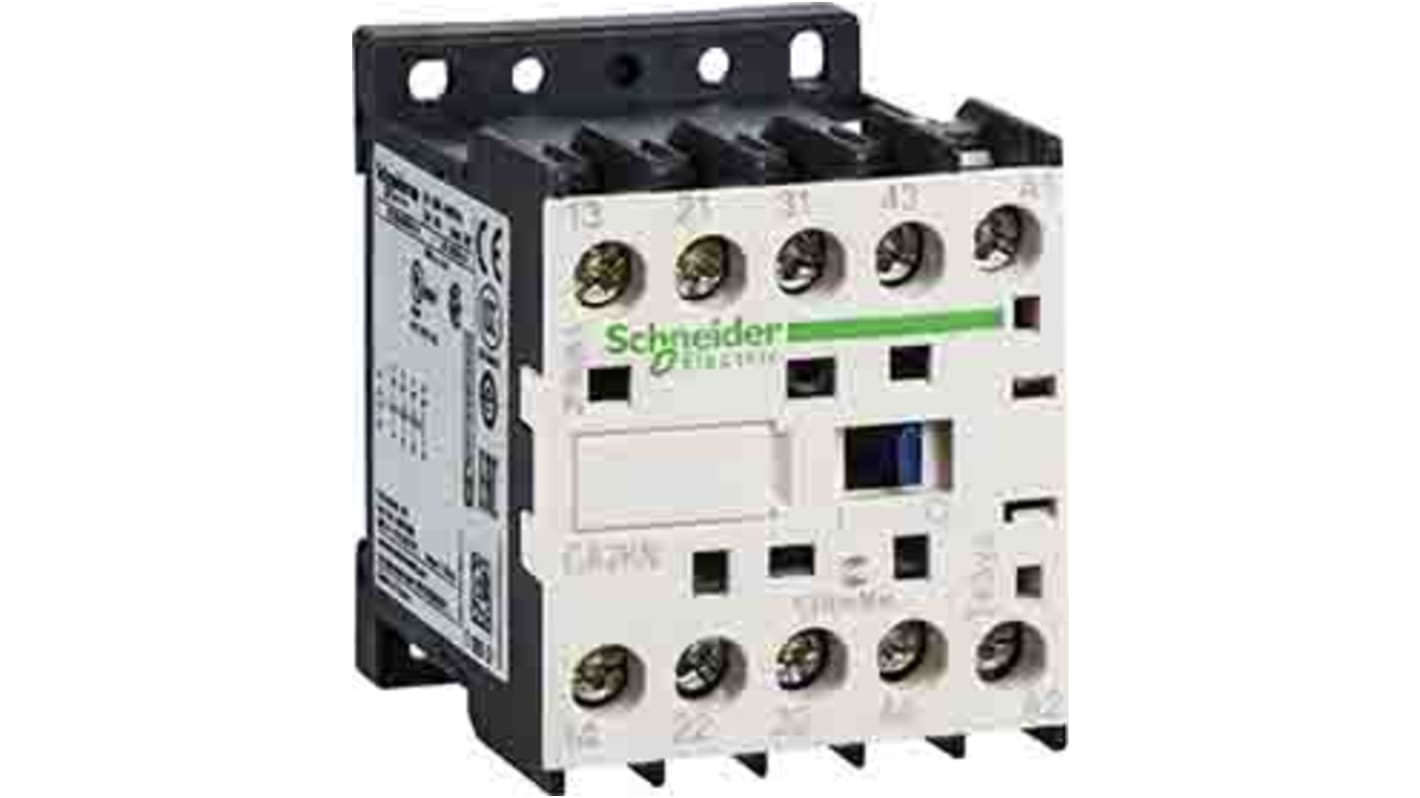 Relè di controllo Schneider Electric CA2KN31D7, 3NO + 1NC, montaggio su guida DIN, carico FLC 110 A, tensione 42 Vac.
