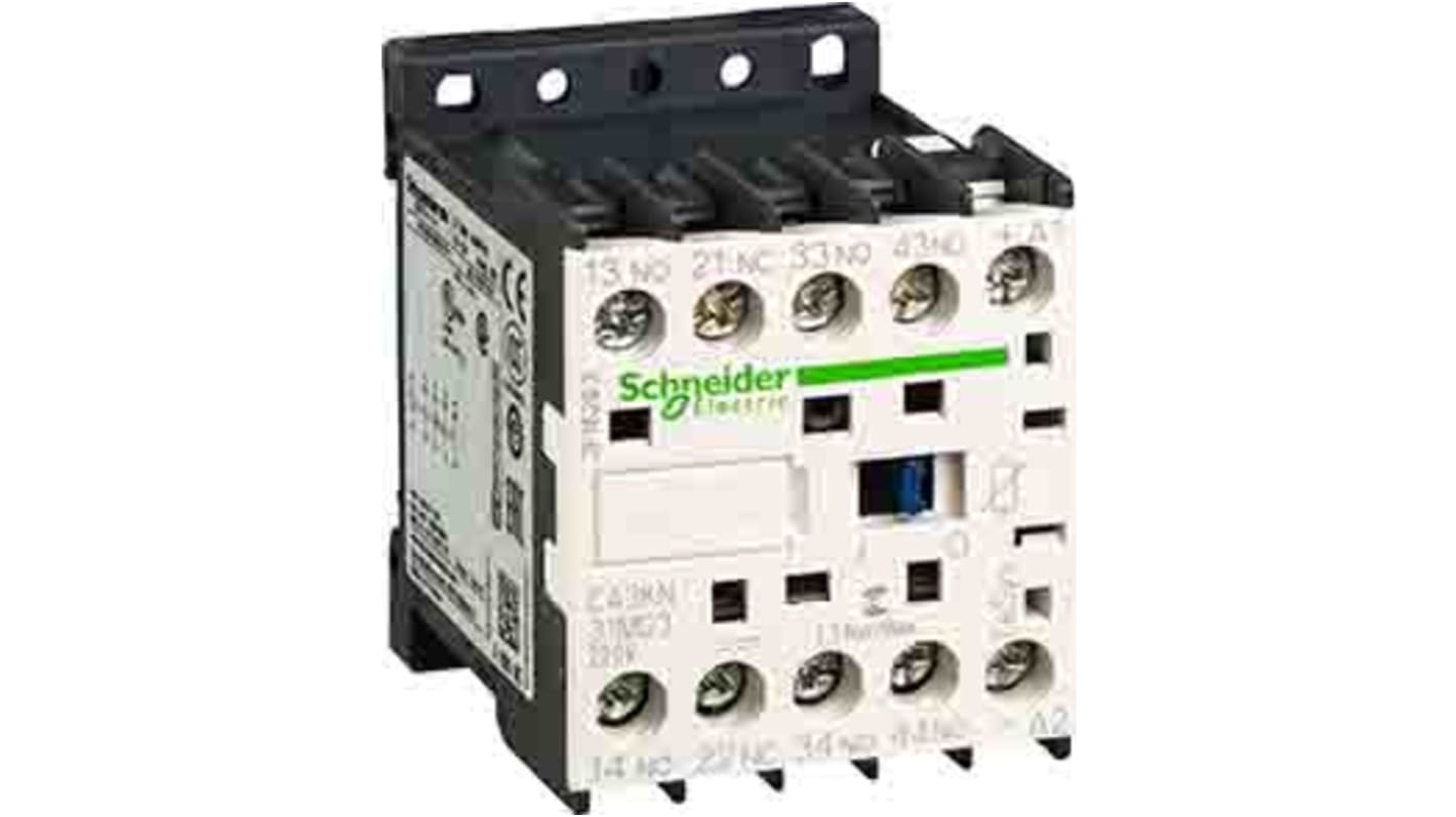 Relè di controllo Schneider Electric CA3KN40MD, 4NO, montaggio su guida DIN, tensione 220 Vac, carico FLC 110 A.