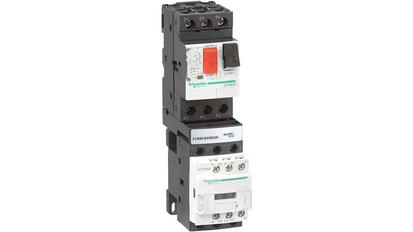 Starter DOL manuale Schneider Electric GV2DM114BD per motori, 5.5 kW, 10 A, 3 fasi, grado di protezione IP20.