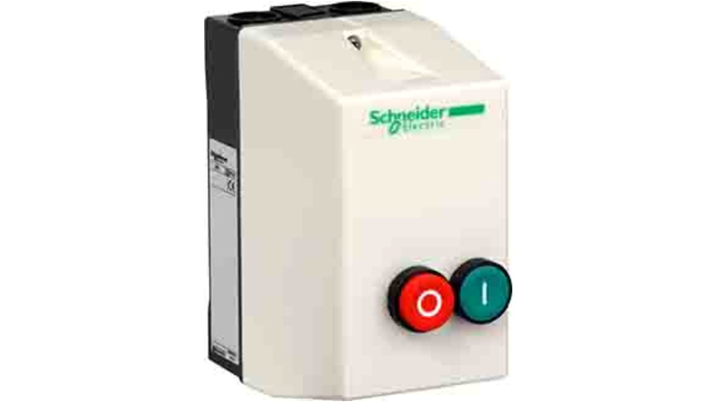 Starter DOL manuale Schneider Electric LE1D09B7 per motori, 5.5 kW, 24 V, 9 A, grado di protezione IP65.