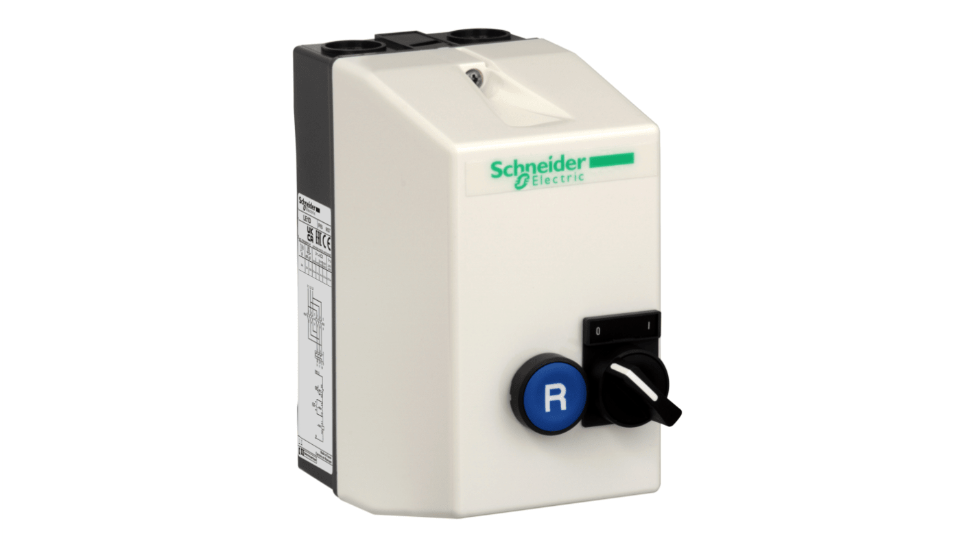 Starter DOL manuale Schneider Electric LE1D09V7A13 per motori, 5.5 kW, 400 V, 9 A, grado di protezione IP65.