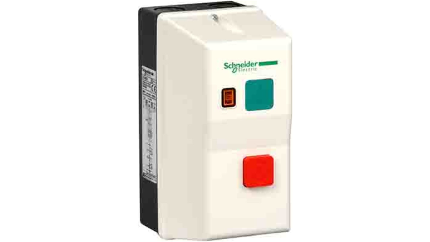 Starter DOL manuale Schneider Electric LE1M35Q716 per motori, 4 kW, 11.5 A, montaggio a parete, dimensioni 78x160x108 mm.