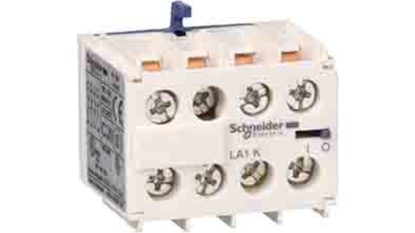 Blocco di contatti ausiliari Schneider Electric LA1KN31M, 1NC + 3NO, montaggio su guida DIN, corrente 110 A, tensione 690 V.