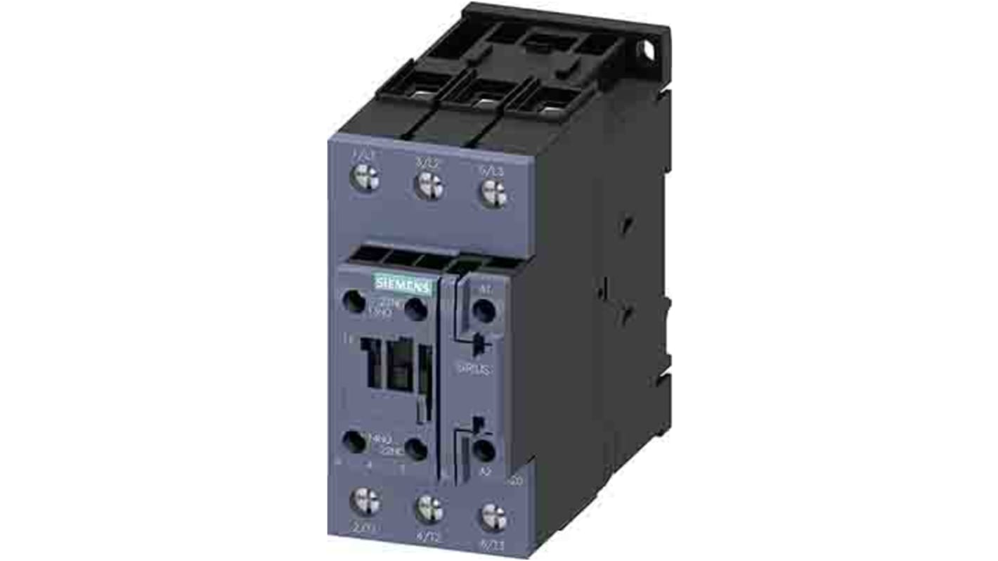 Contattore reversibile Siemens 3RT2038-1AG20, 3 poli, 80 A, 37 kW, montaggio a vite, tensione bobina 110 V ac.