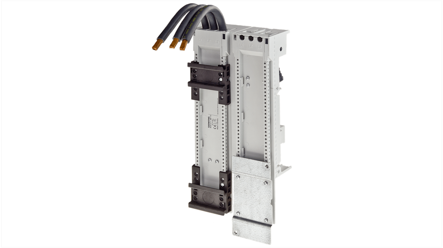 Adattatore Siemens SIRIUS S2, 260 mm x 118 mm, per sistemi di barre di distribuzione 8US, con fissaggio meccanico e contatto elettrico.