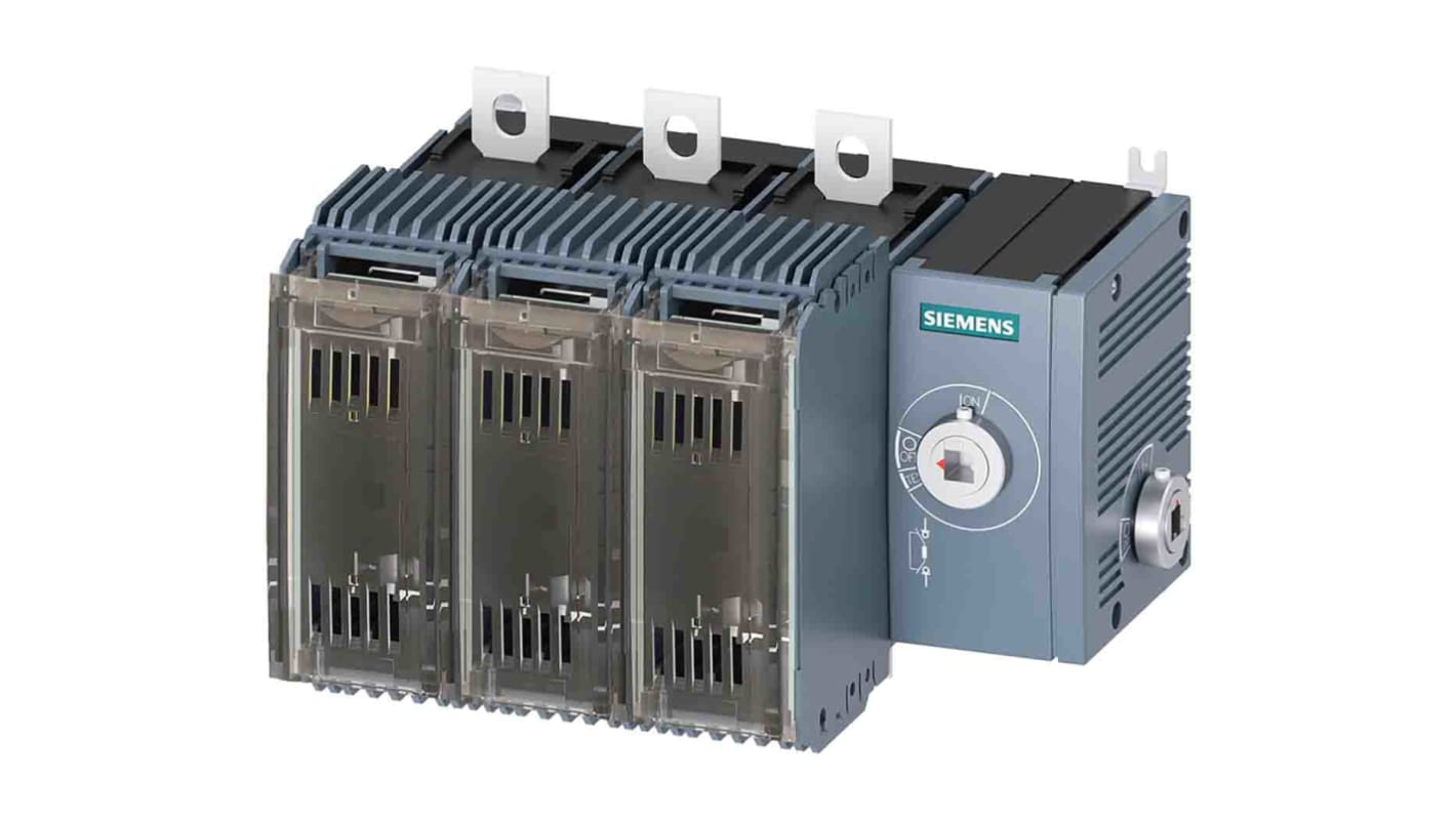 Sezionatore portafusibili Siemens 3KF2316-4RF11, 3 poli, 160A, meccanismo laterale, grado di protezione IP20.