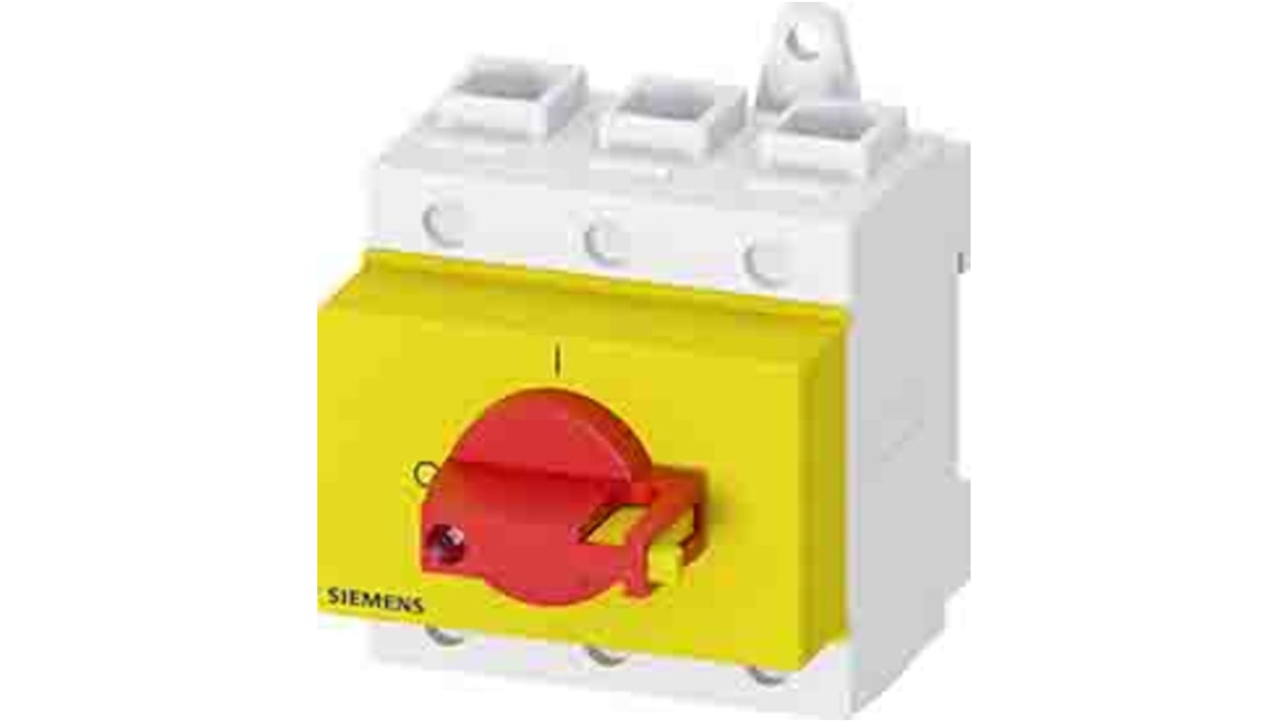 Interruttore di isolamento Siemens 3LD2730-0TK13, 3 poli, 100A, montaggio su guida DIN, grado di protezione IP65.
