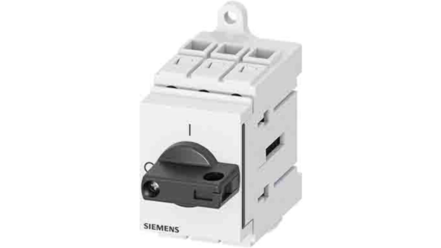 Interruttore di isolamento Siemens 3LD3130-0TK11, 3 poli, 25A, montaggio su guida DIN, grado di protezione IP40.