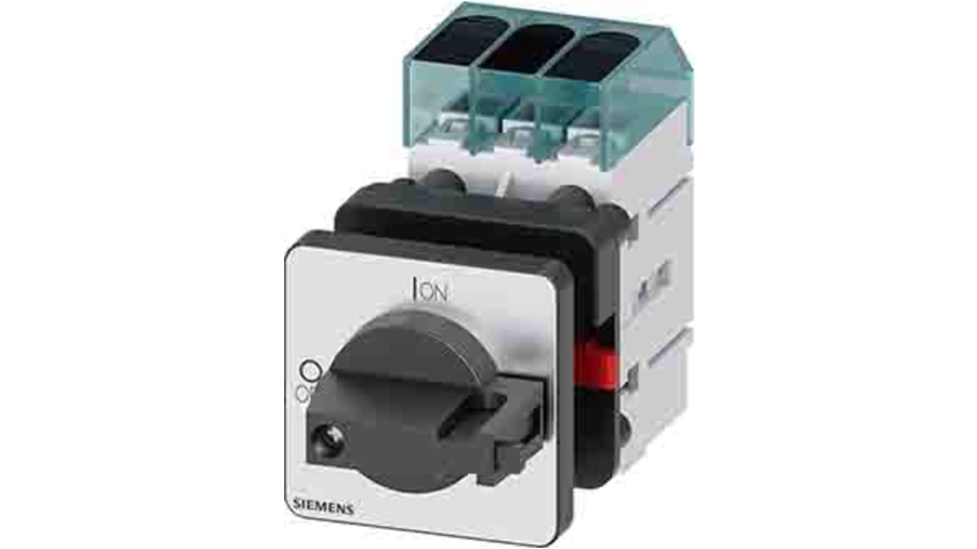 Interruttore di isolamento Siemens 3LD3350-0TK11, 3 poli, 40A, IP65, azionamento a manopola, supporto anteriore.