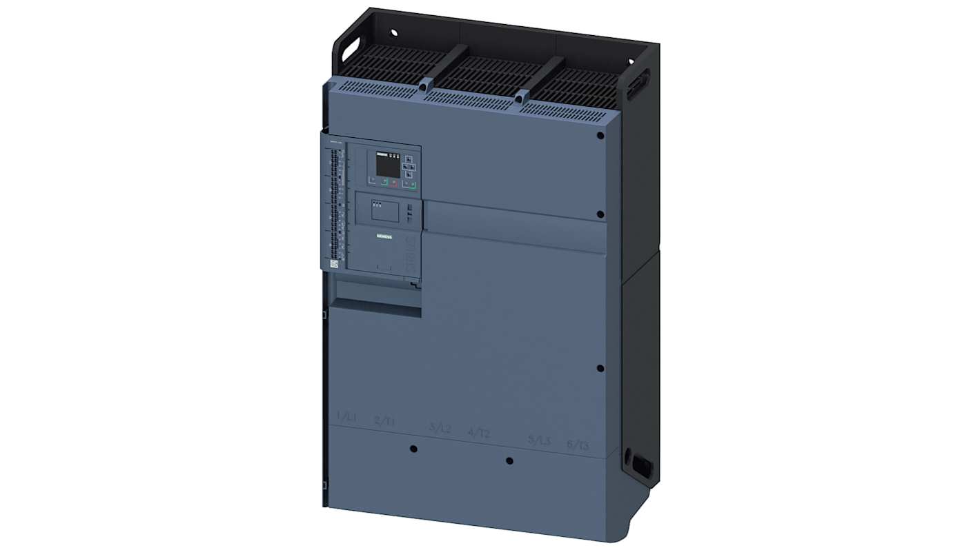 Starter DOL Siemens 3RW5553-2HA04 per motori 3 fasi, 7,5 kW, 720 A, IP20, design modulare e soft start.