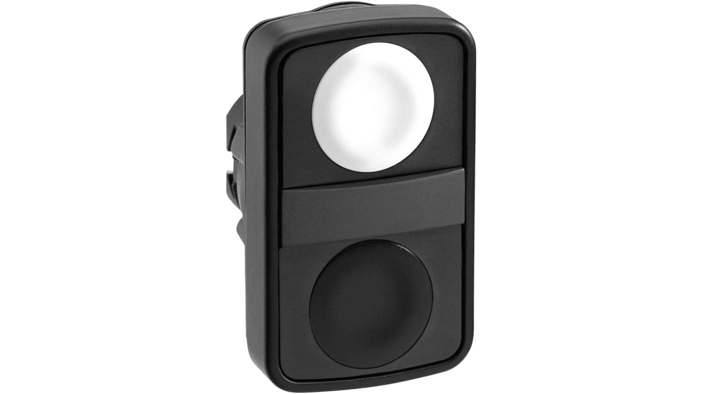 Attuatore pulsante rettangolare ZB5AA7120 di Schneider Electric, diametro foro 22 mm, colore nero e bianco, protezione IP66/IP67/IP69K.