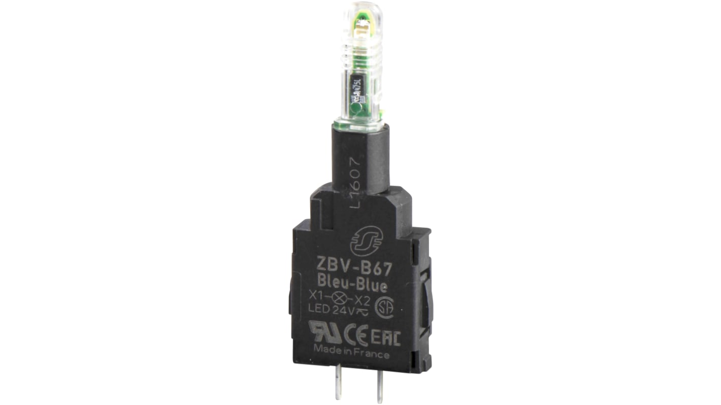 Blocco luminoso LED arancione Schneider Electric ZBVB57, 24V, per testa di diametro 22 mm, serie ZBV.