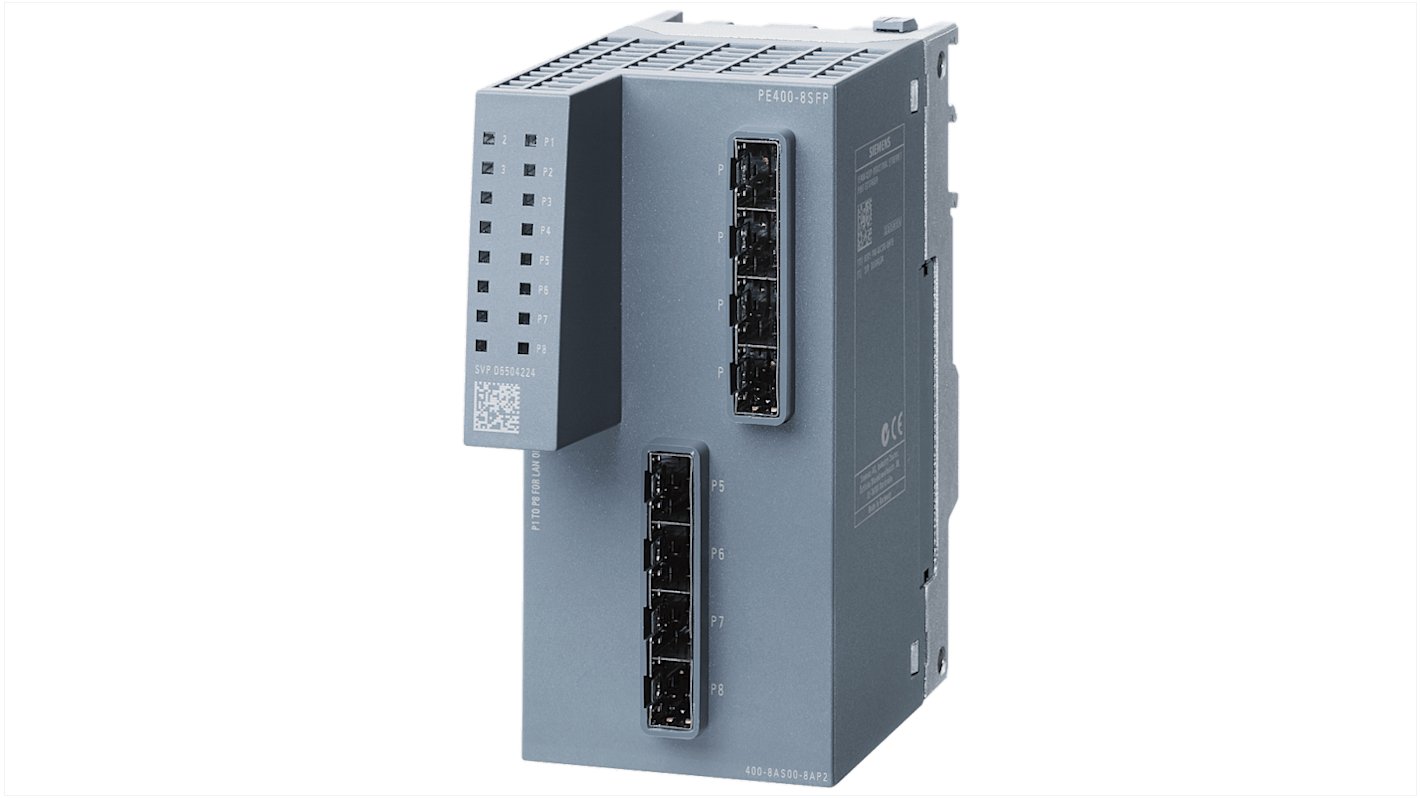 Sdoppiatore porta Siemens 6GK5400-8AS00-8AP2 per Switch modulare IE SCALANCE XM-400, supporta 8x 100/1000 Mbit/s, grado di protezione IP65.