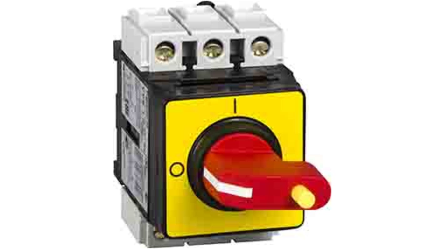 Interruttore di isolamento Schneider Electric VVE3, 3 poli, 63A, IP65, comando a manopola, per isolamento intermittente.