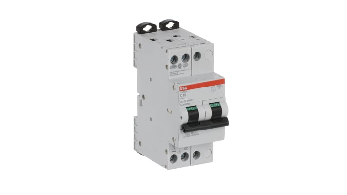Interruttore magnetotermico ABB 3P 16A, Tipo C, montaggio su guida DIN, larghezza 36 mm, capacità di rottura 6 kA.