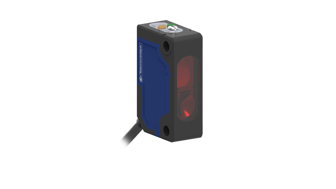 Sensore fotoelettrico Telemecanique Sensors XUM4ANXBL2, miniaturizzato, rilevamento 250 mm, uscita NPN, grado di protezione IP65/IP67.