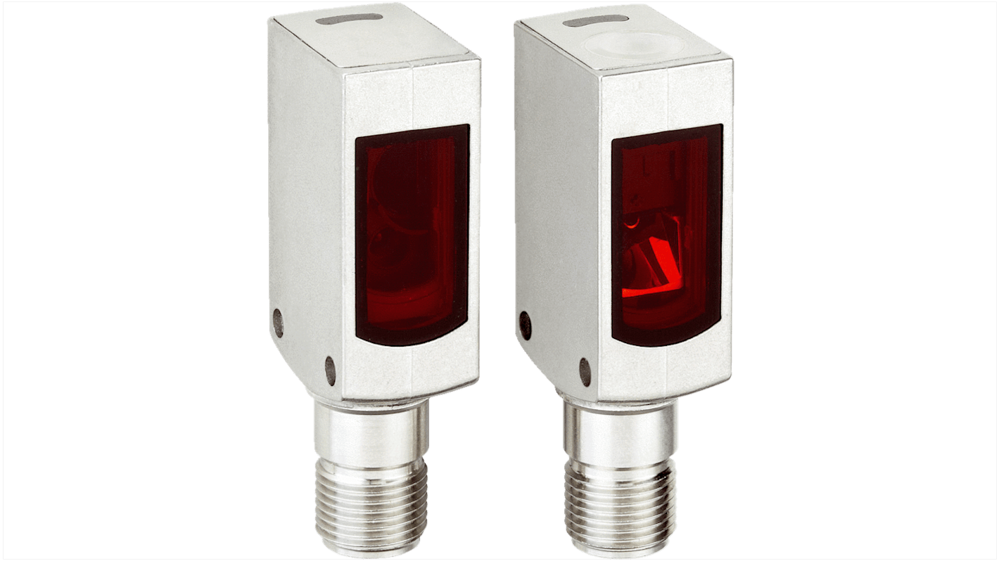 Sensore fotoelettrico rettangolare Sick WSE4SL-3P2237V, rilevamento fino a 60 m, custodia in acciaio inox, IP69K.