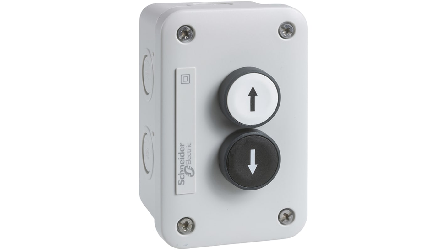 Pulsante di controllo Schneider Electric XALE2221, IP54, 1NO + 1NO, contenitore grigio chiaro, diametro foro 22mm.