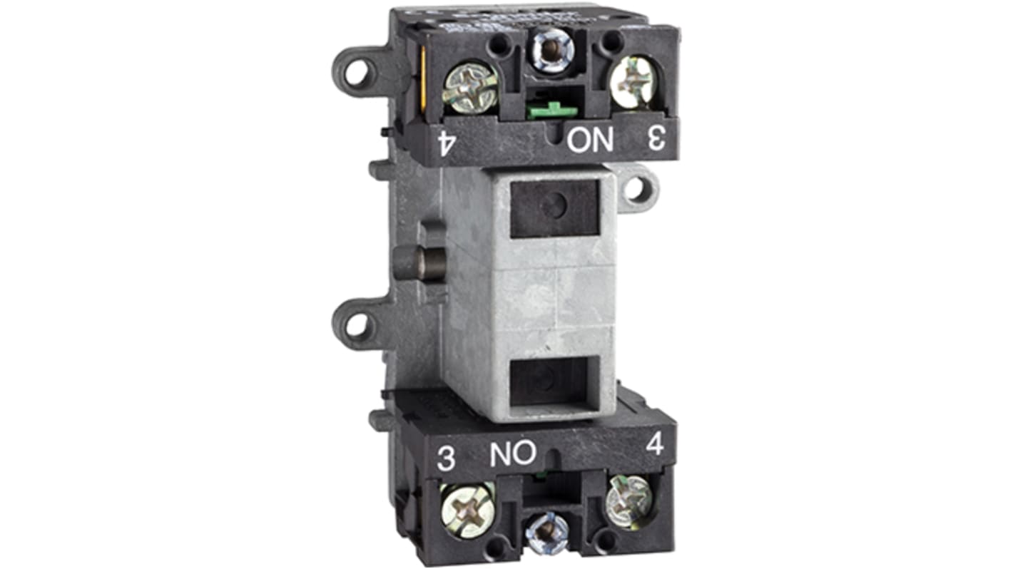 Blocco contatti Schneider Electric XENG3781, 2 contatti NA, 230V, montaggio anteriore, terminale a vite.