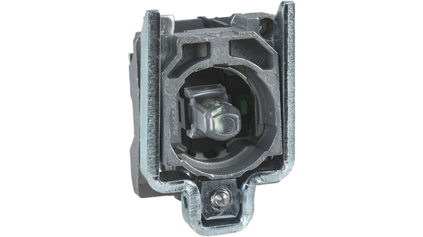 Blocco contatti luminoso LED bianco Schneider Electric ZB4BW0G12, tensione 110-120V, configurazione 1NC, montaggio a vite.