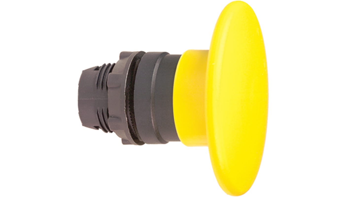 Pulsante instabile giallo Ø60 mm Schneider Electric, serie XB5, con ritorno a molla e grado di protezione IP66.