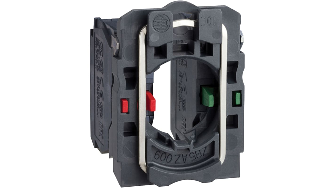 Blocco contatti Schneider Electric ZB5AZ106, 1 NO/1 NC, montaggio con morsetto a vite, grado di protezione IP20.