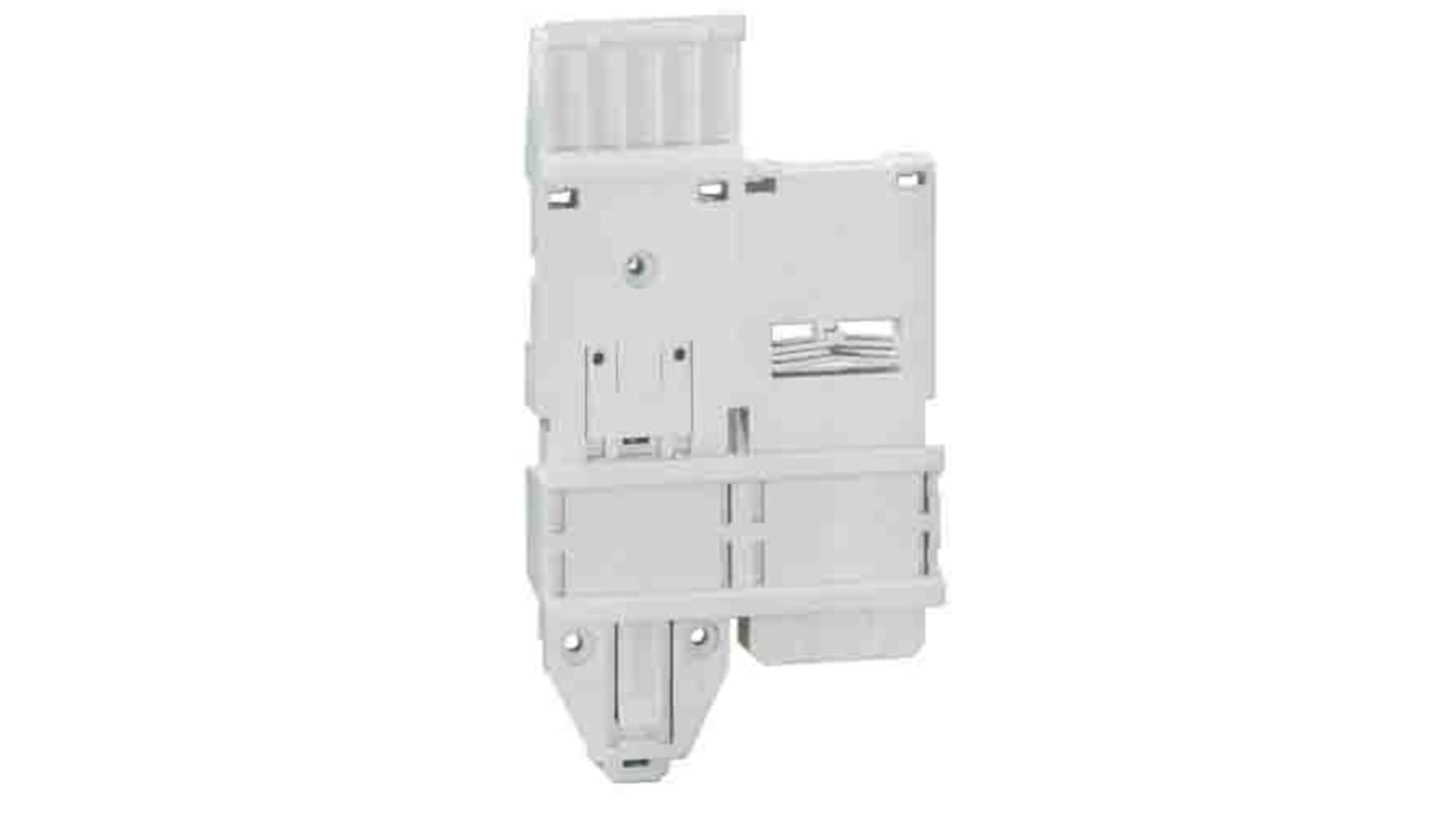 Piastra di montaggio Lovato 11SMX9012, adattatrice bianca per motorini di avviamento reversibili.