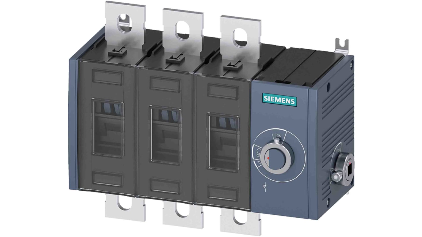 Sezionatore Siemens SENTRON 3KD4234-0PE40-0, interruttore fisso 400A, tre poli, fusibile dimensione 3, per applicazioni industriali.