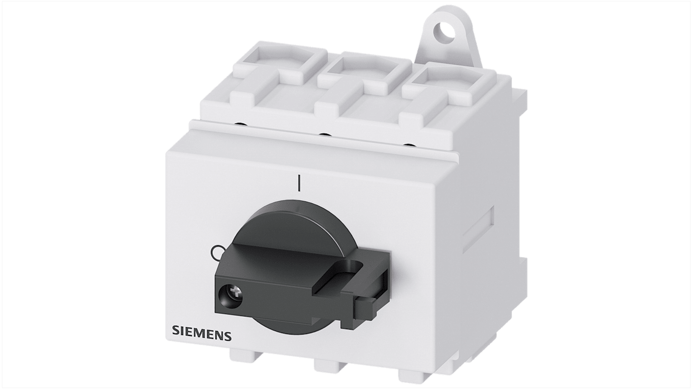 Interruttore Siemens 3LD2530-0TK11, 63A, DIN 3, SENTRON, interruttore principale ed emergenza integrato.