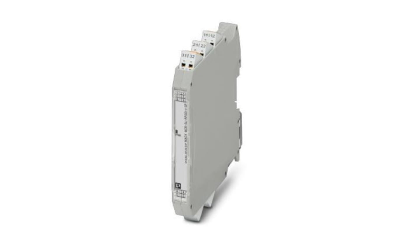 Amplificatore di isolamento Phoenix Contact MACX MCR, ATEX, 24VDC, ingresso/uscita 0/4-20 mA, montaggio su guida DIN.