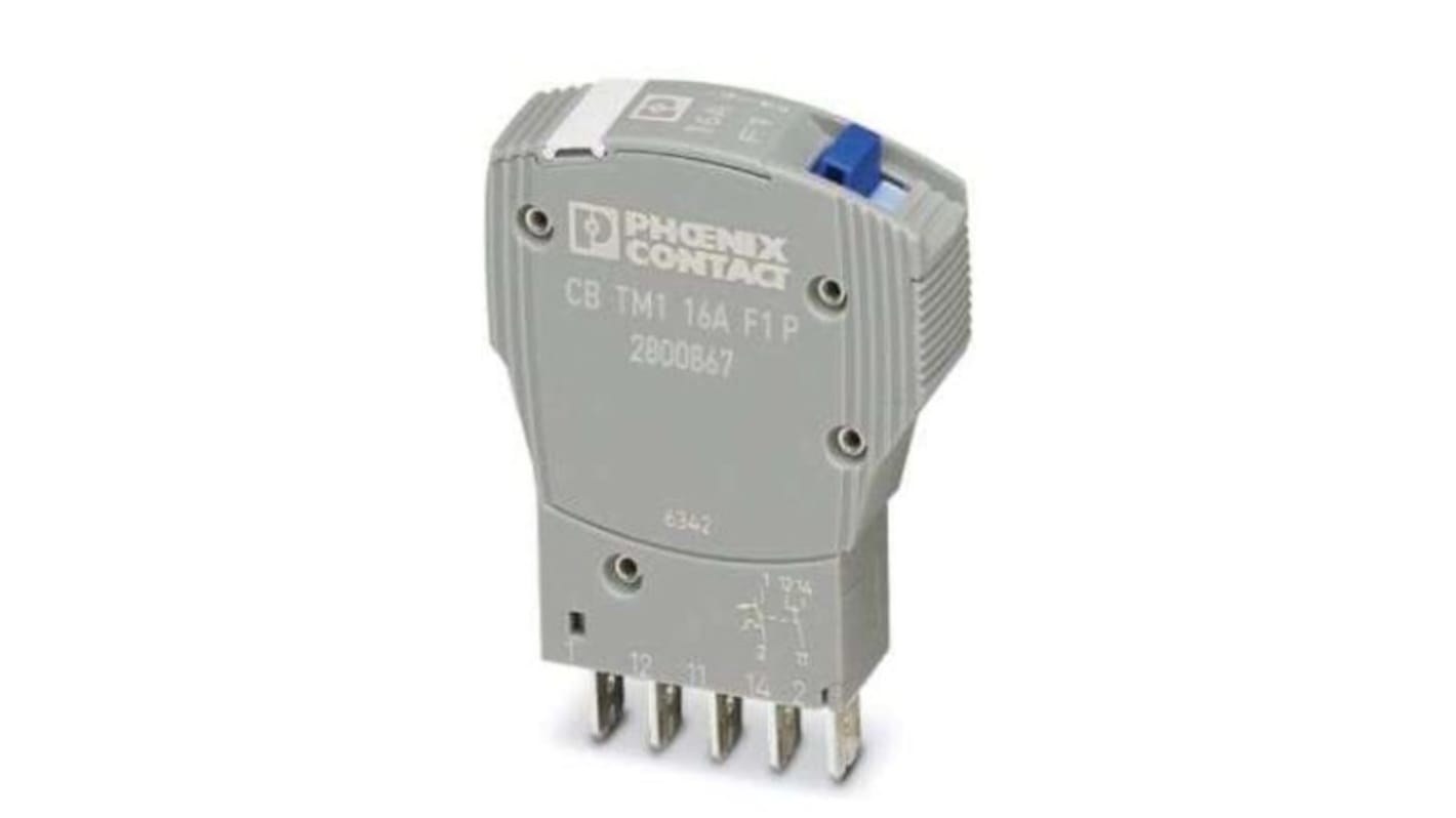 Interruttore termico Phoenix Contact 2800867, 1 polo, 16A, 50V cc, con segnalazione remota e grado di protezione IP30.
