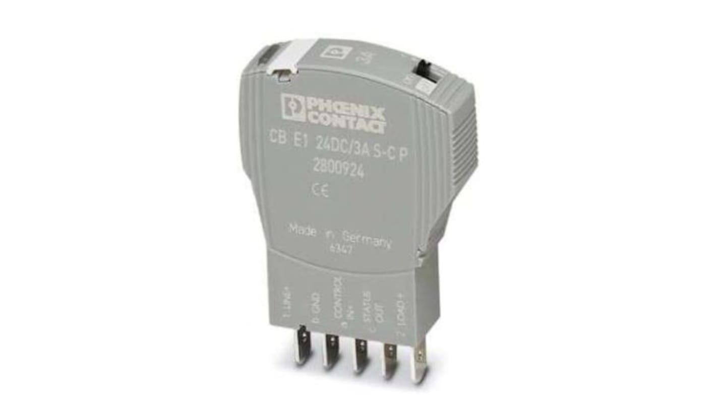 Interruttore elettronico di circuito Phoenix Contact, 1 canale, 3A, 24V, con monitoraggio remoto e reset tramite telecomando.