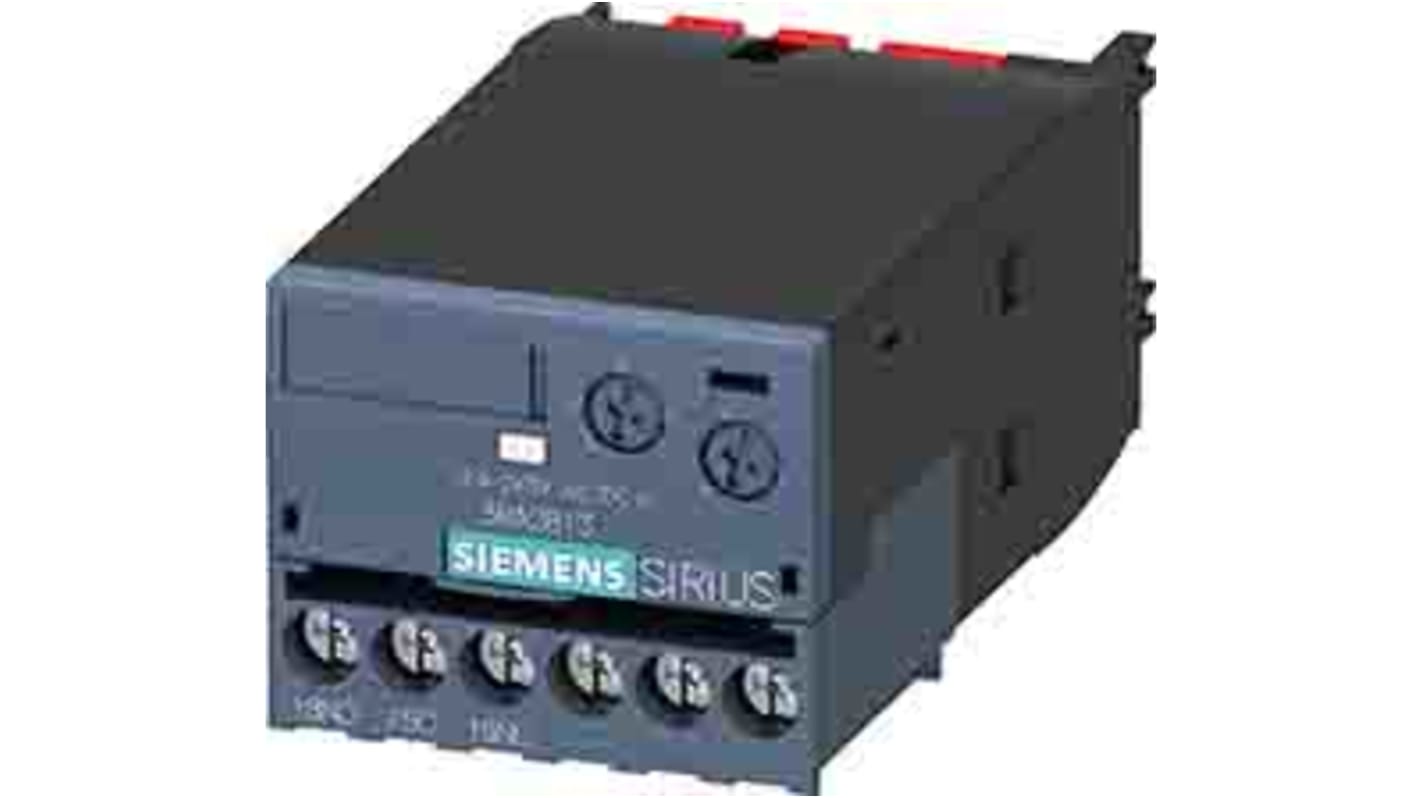Interruttore ausiliario temporizzato Siemens 3RA2813-2FW10, funzione timer 0,05-100s, montaggio a clip, tensione 24-240 V AC/DC.