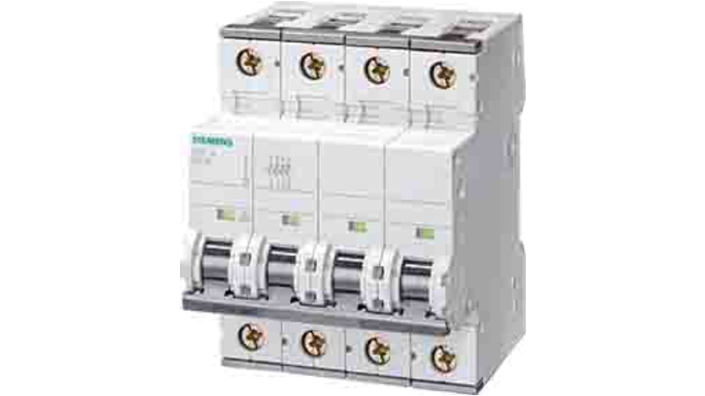 Interruttore automatico miniaturizzato Siemens 5SY4632-6, 32A 5 kA, Tipo B per protezione da cortocircuiti. Privo di alogeni, sigillabile e sicuro. Ideale per edifici e industria.