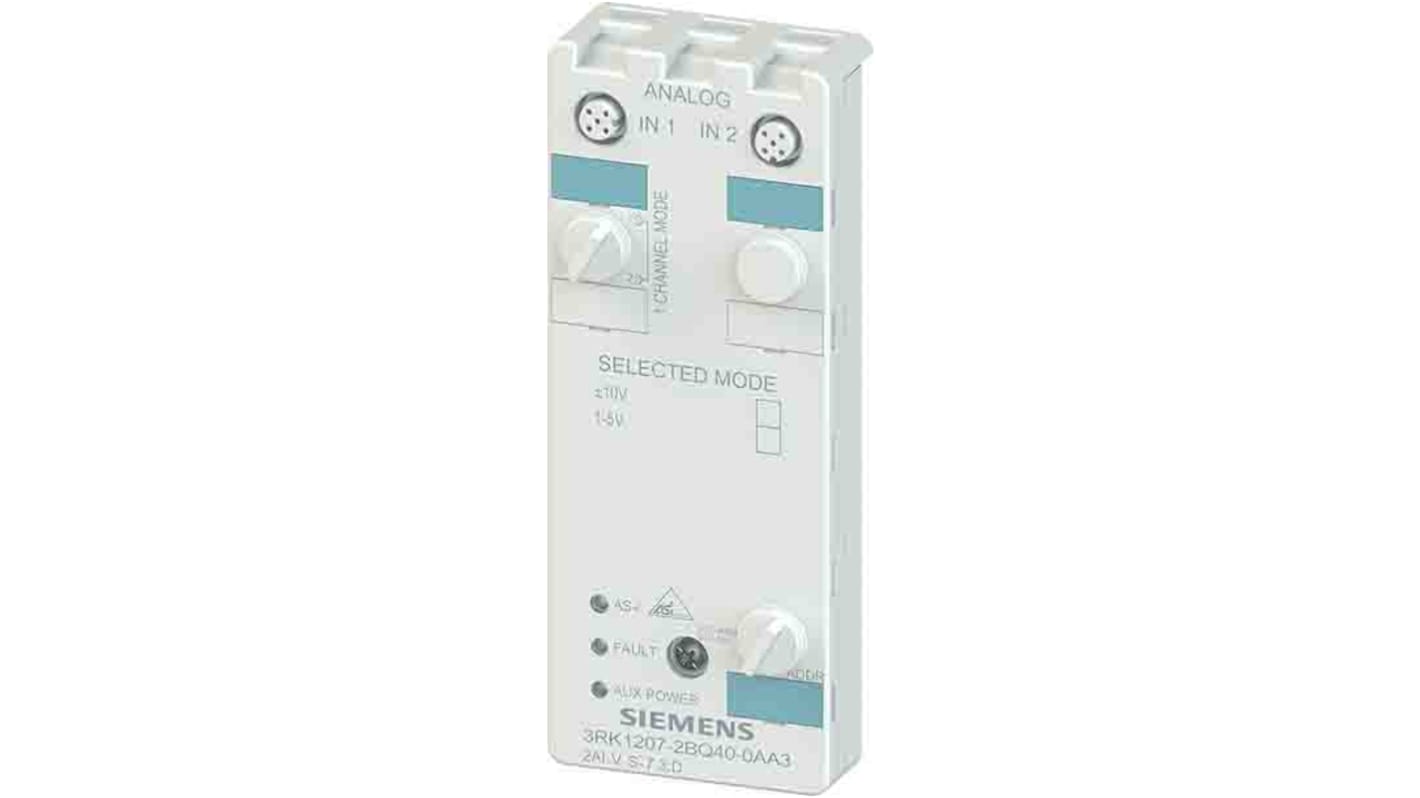 Modulo I/O PLC Siemens 3RK1207-2BQ40-0AA3, compatto AS-i IP67, 2 ingressi per sensori a 4 fili, montaggio con connettore M12.