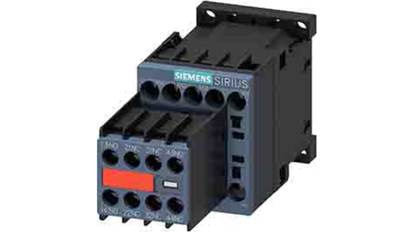 Contattore Siemens 3RT2017-1FB44-3MA0, 3 poli, 2NO + 2NC, 12 A, 5.5 kW, bobina 24 V dc, design compatto.