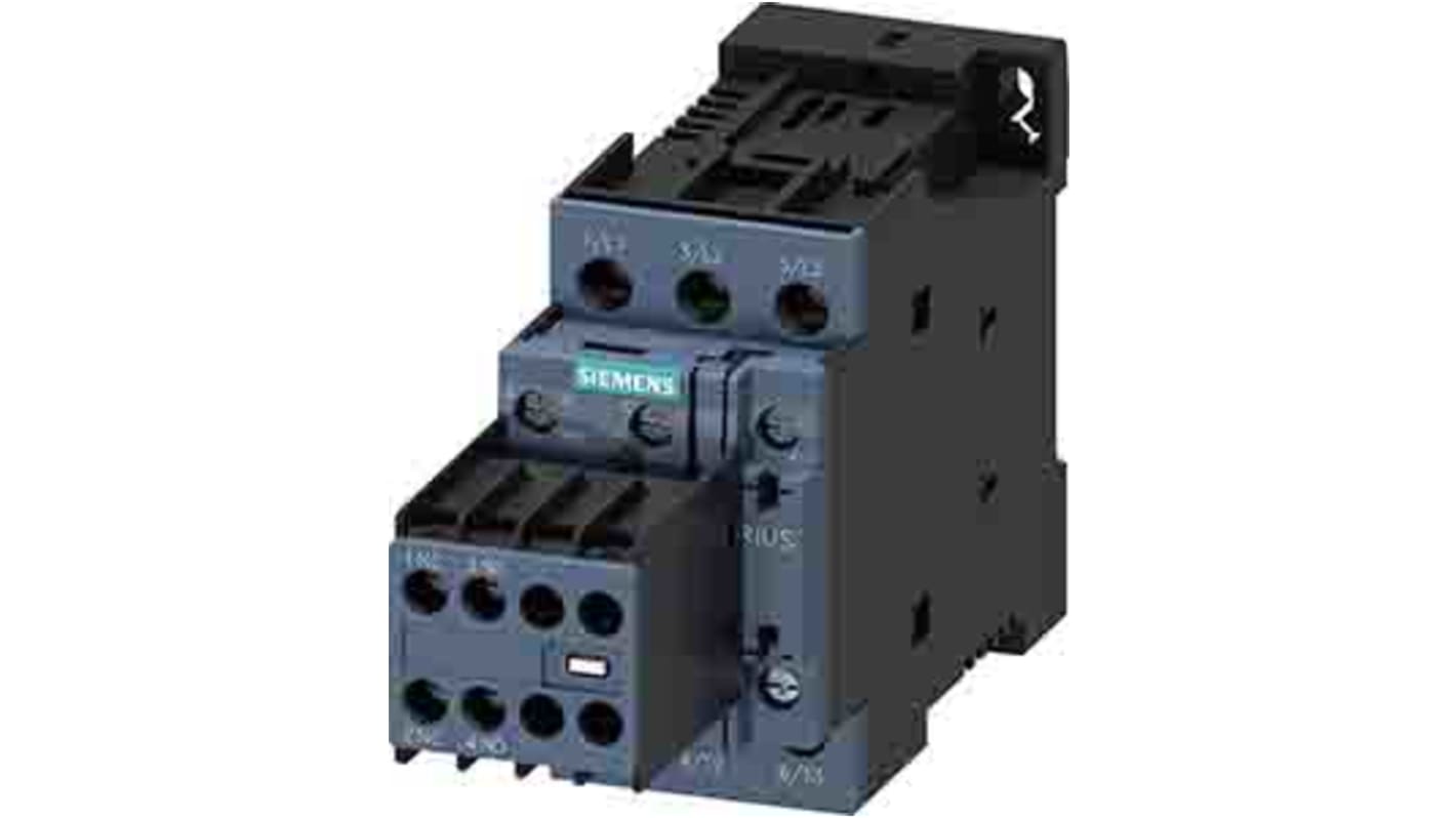 Contattore Siemens 3RT2026-1BW44, 3 poli, 2NO + 2NC, 25 A, bobina 48 V dc, design compatto e modulare.
