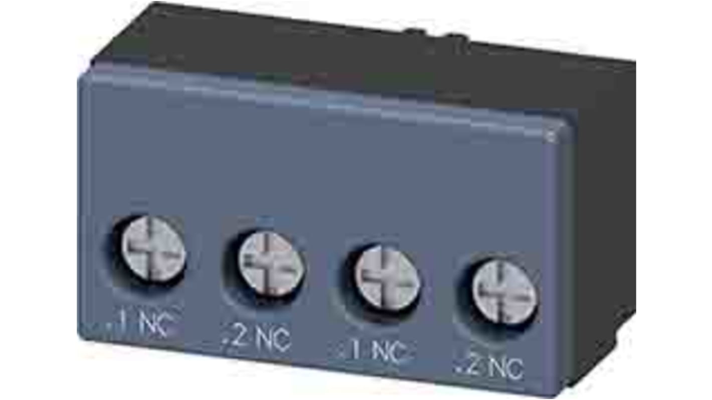 Contatto ausiliario Siemens 3RA6912-1A, 2NC, montaggio frontale, classe di protezione IP20, sistema modulare.