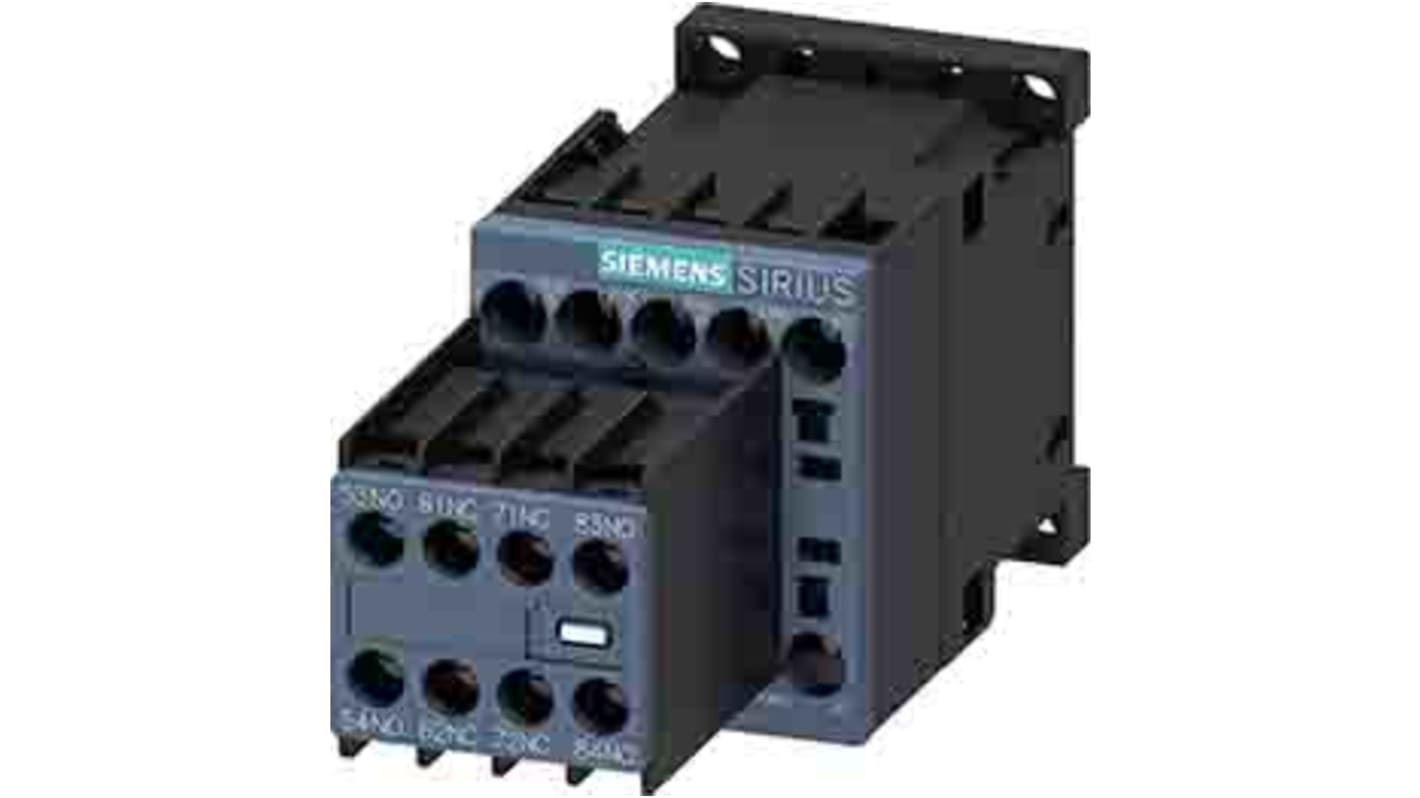 Contattore Siemens 3RH2344-1AP00-0KA0, 8 poli, 4NO + 4NC, 10 A, bobina 230 V c.a., designazione terminale a vite.