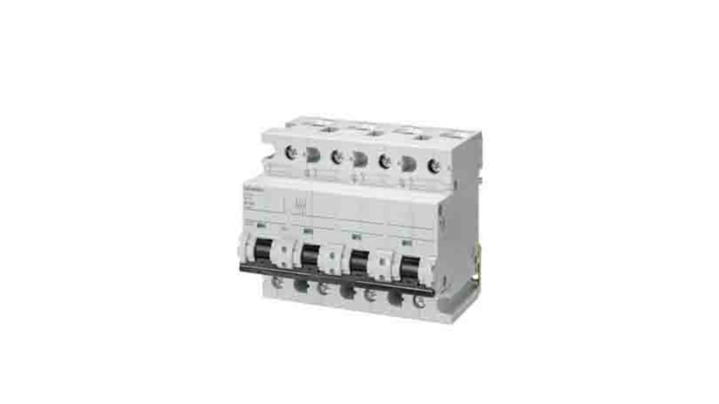 Interruttore magnetotermico Siemens 5SP4492-7, 4P 125A, Tipo C. Capacità di interruzione 10 kA. Ideale per applicazioni industriali con requisiti severi. Facile montaggio di accessori.