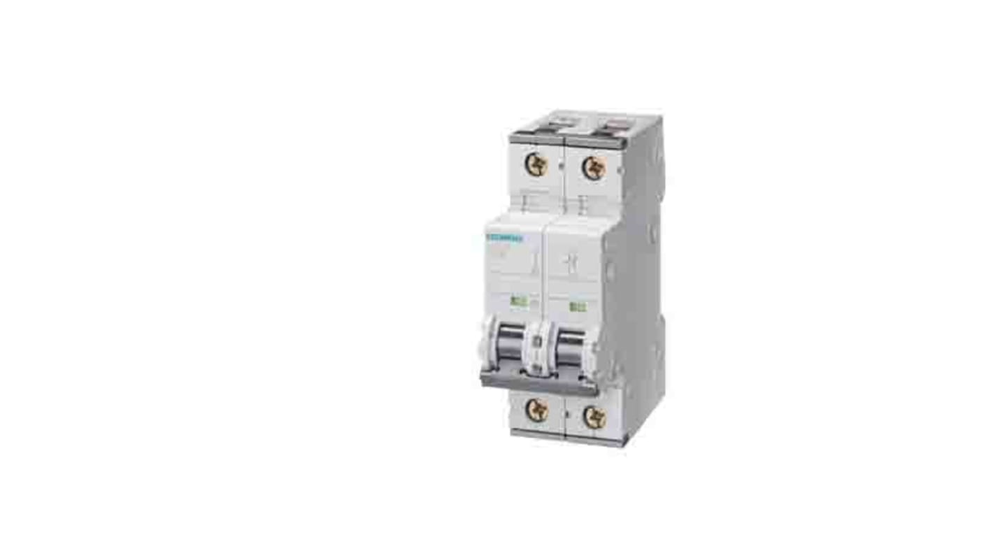 Interruttore automatico miniaturizzato Siemens 5SY6514-7, 72V 0,3A 6kA Tipo C EN 60898 per grandi edifici e industrie. Conformità normativa, 2 poli, senza alogeni.