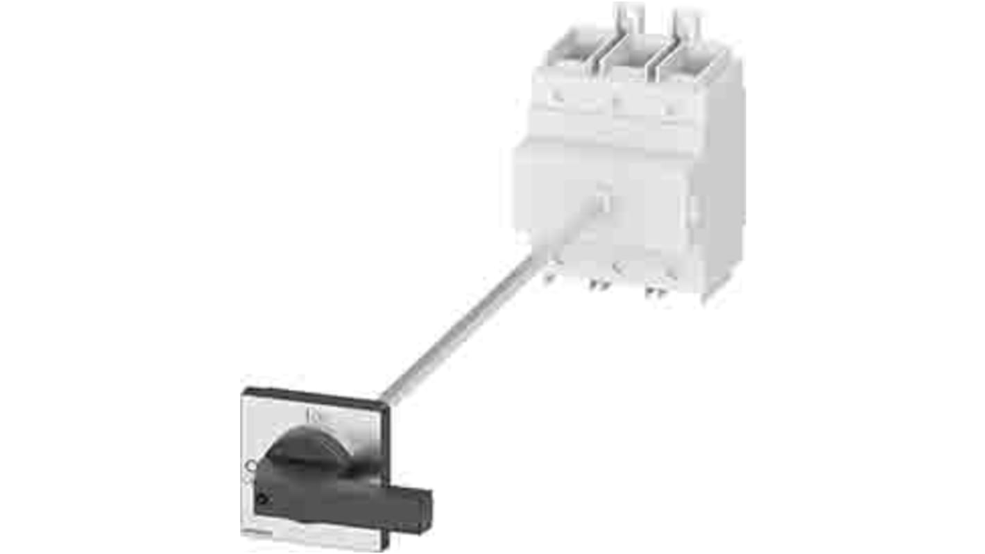 Interruttore di isolamento Siemens 3LD2318-0TK11, 3 poli, 160A, montaggio fisso, lunghezza albero 300 mm, compatibile con guide 35 mm.