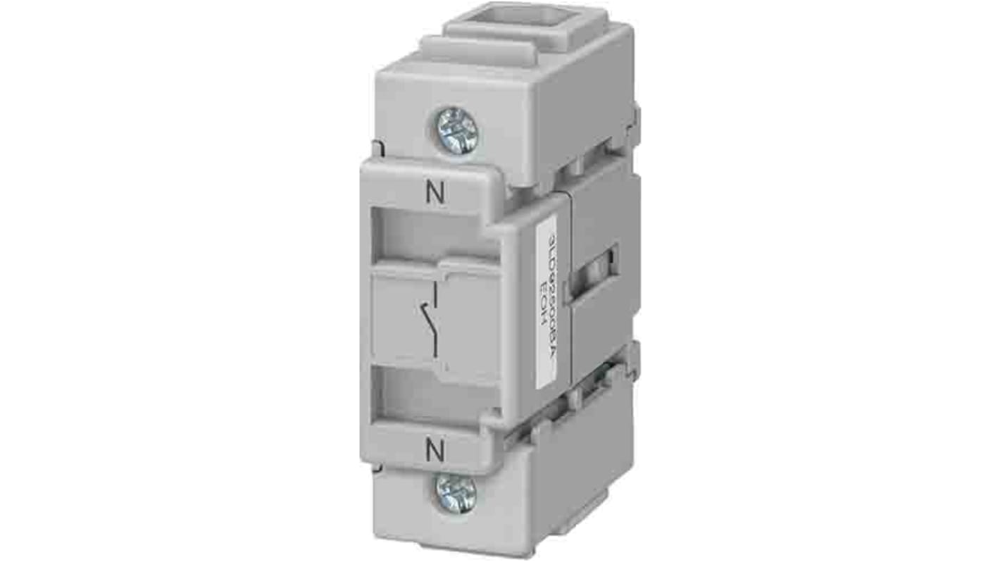 Contatto ausiliario Siemens 3LD9250-2BA per interruttori di emergenza, montaggio anteriore, con commutazione leader.