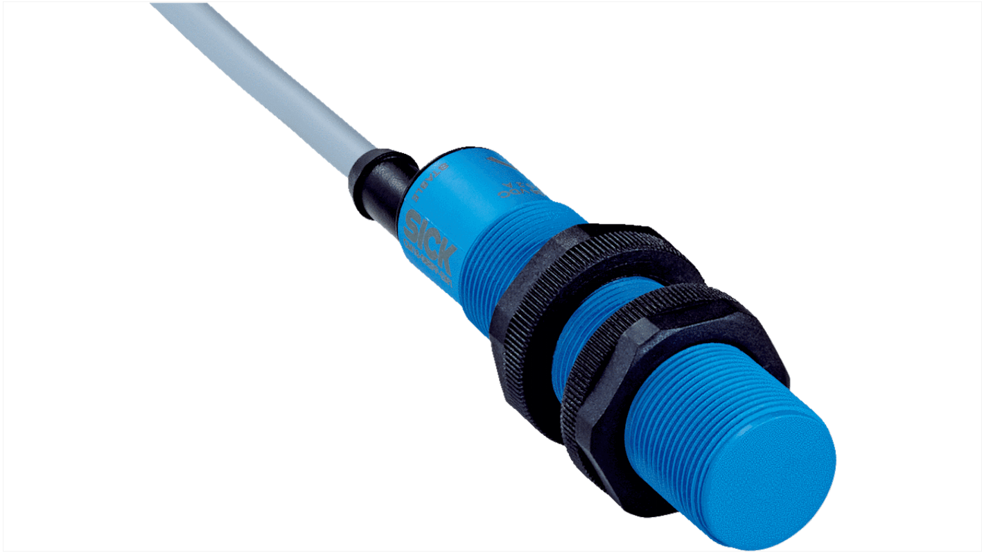 Sensore di prossimità cilindrico Sick CM18-08BNP-EW1, NPN, tecnologia capacitiva, gamma di rilevamento 3,8 mm, IP68.