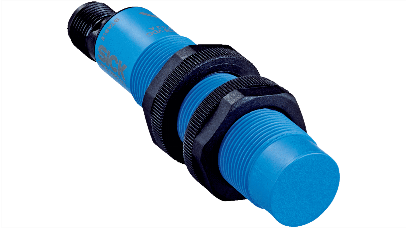 Sensore di prossimità cilindrico Sick CM18-12NNP-EC1, NPN, M18 x 1, rilevamento 3.12 mm, IP68, alimentazione 10-30 V c.c.