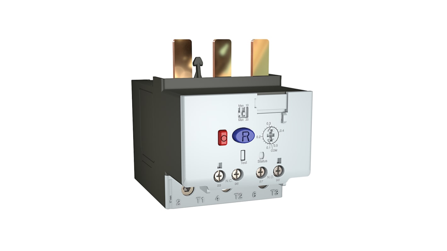 Relè di sovraccarico Rockwell Automation 193-1EEGE, design a stato solido, montaggio diretto su contattore IEC, carico FLC 20 a 100 A.