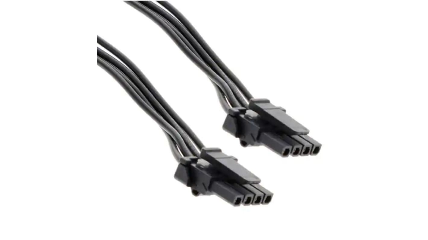 Cavo Molex Micro-Fit TPA, 1m, connettori maschio a 4 contatti, design compatto, guaina nera, terminazione a crimpare.