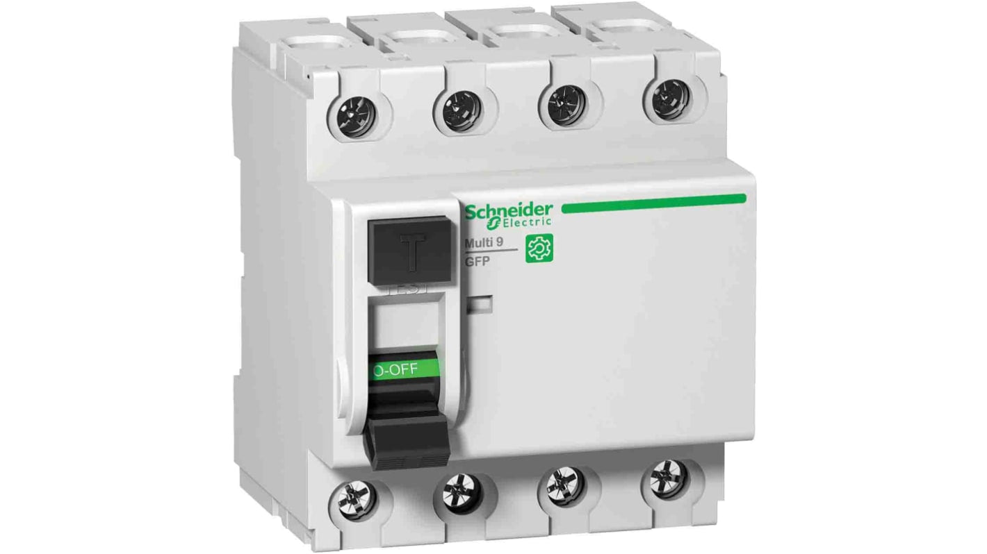 Interruttore differenziale 4 poli Schneider Electric M9R84491, 100A, tipo A, montaggio su guida DIN, grado di protezione IP40.