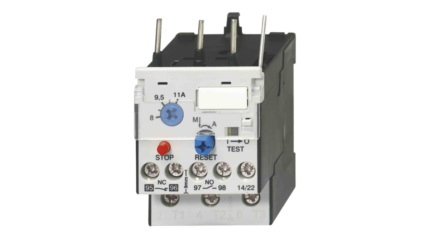 Relè di sovraccarico termico Omron J7TKN-B-32 per contattori motore da 1,2 a 1,8 A. Resistente, con reset manuale/automatico, tensione 690 V, potenza 15 kW.