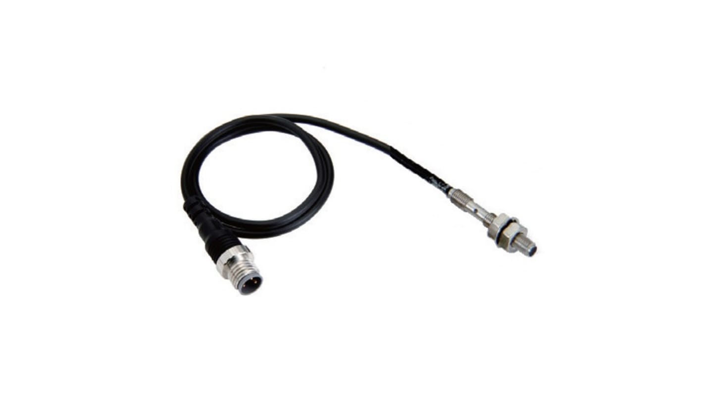 Sensore di prossimità induttivo cilindrico Omron E2E-S04SR8-CJ-B1 0.3M, PNP, rilevamento 0,8 mm, IP67, M4 x 0,5, 27 mm.